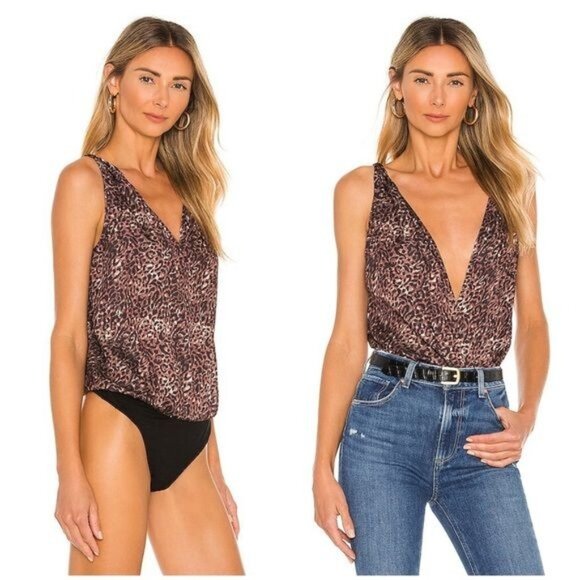 New PAIGE Nadynne Animal-Print Bodysuit in Brown Multi Size S - Picture 1 of 11